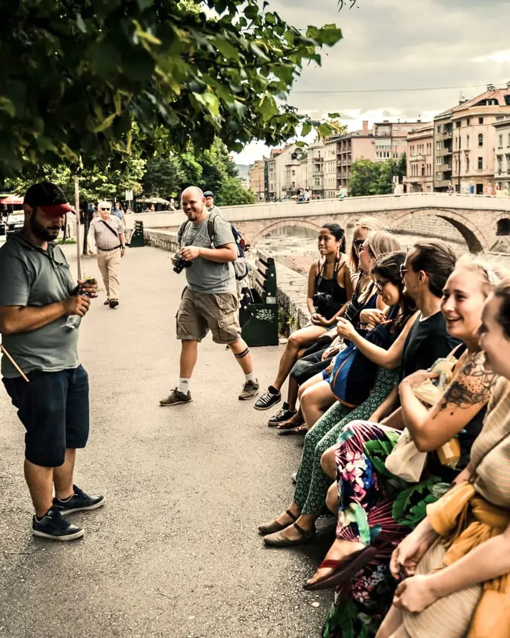 Travelers enjoying Free Walking Tour Sarajevo old market