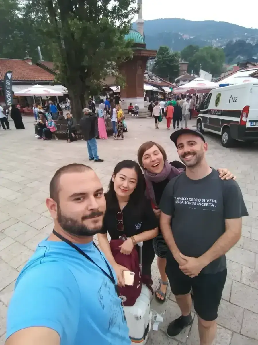 Walking through Baščaršija on a Sarajevo Free Walking Tour